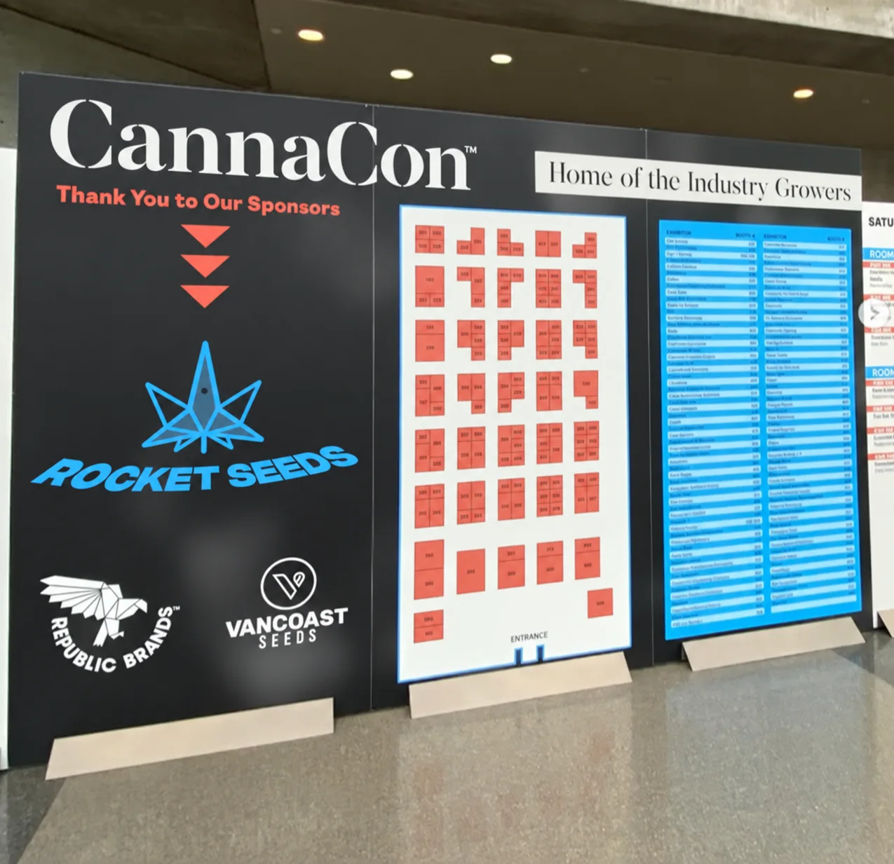 CannaCon sponsor signage at the event entrance