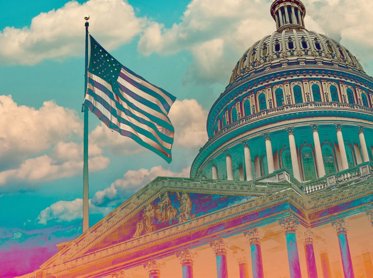 An artsy photo of the U.S. Capitol as a representation of federal cannabis policy and marijuana reclassification news
